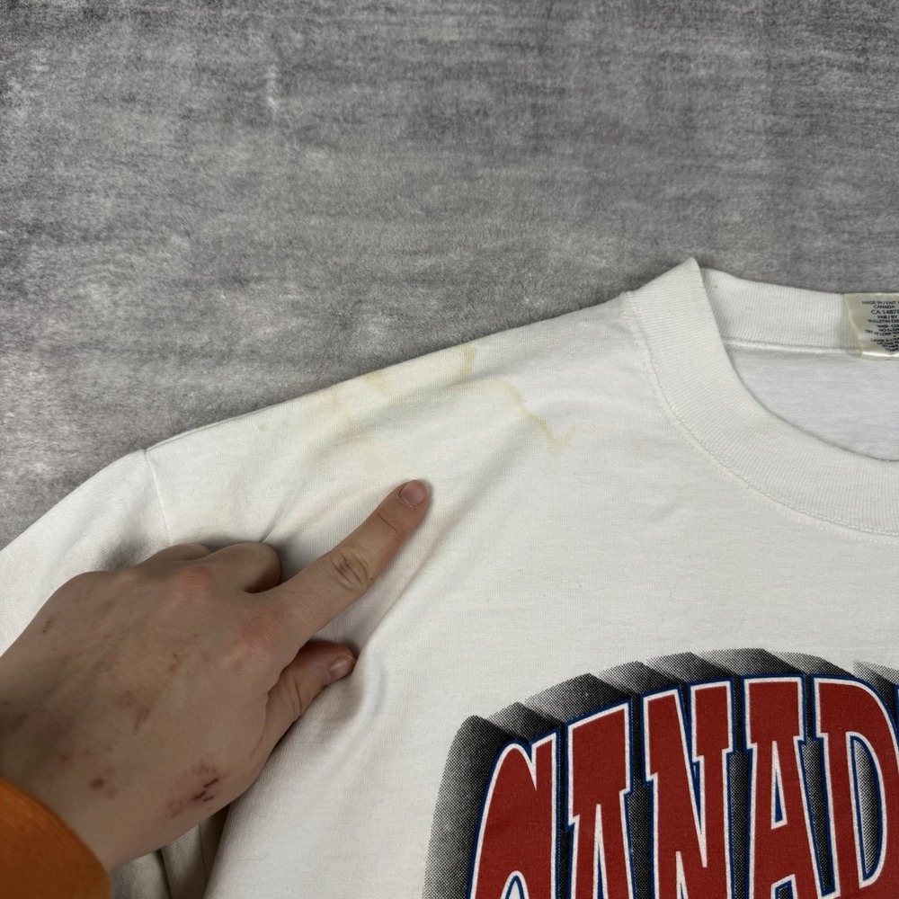 Vtg Montreal Canadiens Shirt Mens Large White 90s Bulletin Wrap Around AOP NHL - Picture 5 of 16